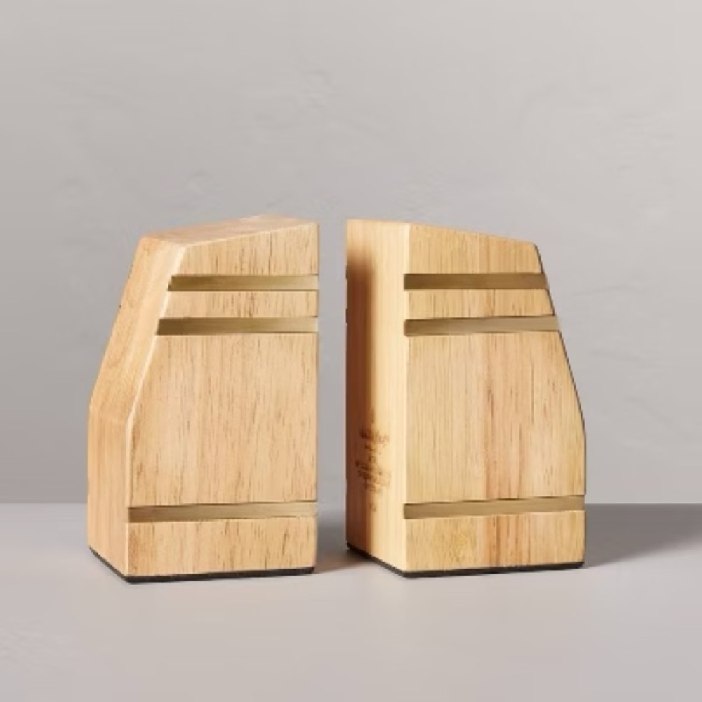 Wooden Wedge Bookends with Brass Inlay (Set of 2) - Hearth & Hand™ with Magnolia